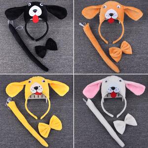 儿童表演头饰小狗装扮发箍卡通动物小白狗黑狗黄狗耳朵头饰幼儿园