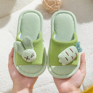 儿童拖鞋夏季男童室内防滑亚麻幼儿园小童宝宝女童居家布鞋亲子款