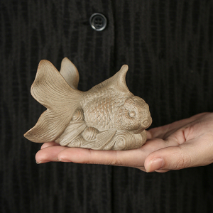 宇轩 紫砂金鱼茶宠摆件如鱼得水可当笔架茶玩茶艺茶具茶盘配件