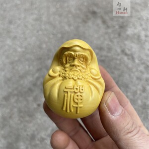 崖柏黄杨木雕达摩文玩手把件雕刻中式客厅佛像摆件达摩头像把玩件