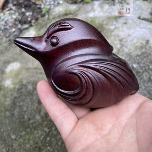 黑檀木雕愤怒的小鸟摆件生日礼物手工实木雕刻小胖鸟送吉祥幸运鸟