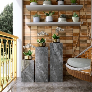 岩板花架轻奢花盆架子落地式客厅大理石花几户外庭院阳台置物架