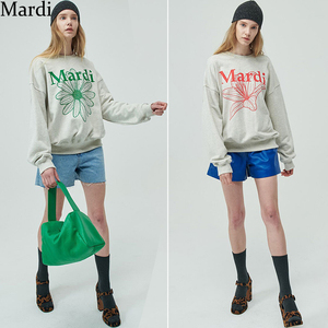 韩国直邮代购2021春装新款mardimercredi宽松卫衣女绿花圆领花朵