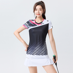 2023夏季新品羽毛球女装套装韩版速干短袖训练运动服团购定制球服