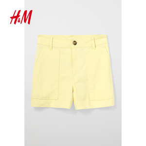 【包邮】HM 女装裤子夏季新款高腰直筒裤糖果绿色显瘦休闲短裤