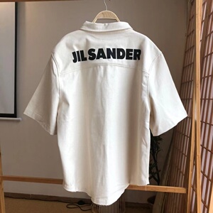 【砖柜版】jil后背字母logo高街衬衣工装情侣sander短袖衬衫男