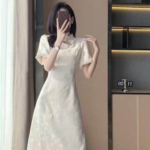 新中式国风蕾丝旗袍裙子女夏季新款复古轻奢修身气质女神范连衣裙