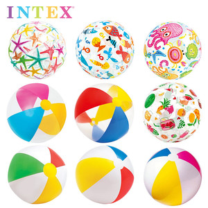 新款INTEX充气沙滩球儿童戏水玩具球成人水上泳池水球手球早教