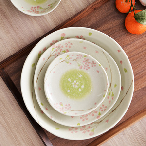 日本进口樱花美浓烧陶瓷餐具沙拉碗碟汤碗面碗家用陶瓷甜品异形钵