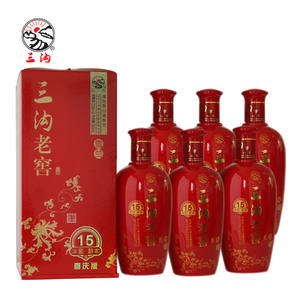 三沟老窖白酒雪兰52度15年窖龄酒喜庆版500ml*6瓶整箱销售浓香型