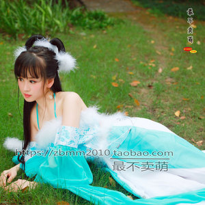 古装狐狸装 cos服 女 蓝色狐媚性感肚兜写真古风cosplay 最不卖萌