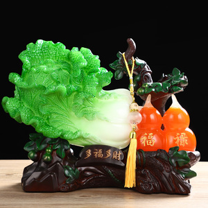 招财葫芦玉白菜摆件客厅玄关酒柜收银台装饰品乔迁开业工艺礼品