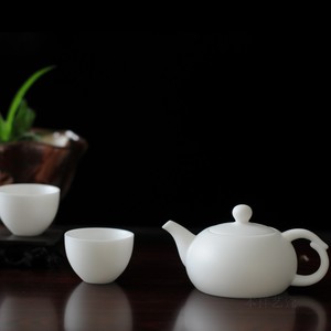 本祥艺瓷 家居工艺摆件茶具艺术作品德化白瓷雕塑陶瓷一壶2杯