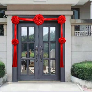 大红花球新房大门红绸布花乔迁新居入伙挂门大红花结婚婚房红绣球