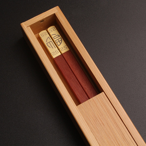 网红创意便携筷子餐具套装快学生旅行竹盒红檀木家用筷子免费刻字