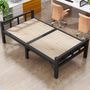 折叠床单人床午休简易床家用便携铁架加固实木板床成人1.2米小床