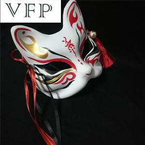 手绘狐狸半脸面具猫二次元动漫男女脸谱舞会狐妖面具古风 中国风
