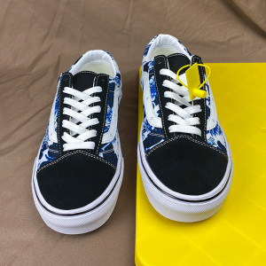 方其万斯平跟青花瓷滑板鞋蓝色男鞋运动休闲鞋水冰月蓝色帆布鞋潮