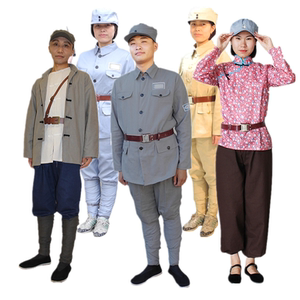 棉麻布八路军演出服红歌军装套装抗战服装新四军衣服表演合唱舞台