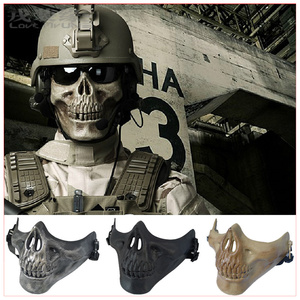 美军v3骷髅半脸面具恐怖使命召唤幽灵面罩真人cs野战术水弹防护脸