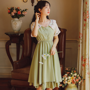 温柔风森系超仙女连衣裙女妆夏季2021年新款夏天可爱少女甜美裙子