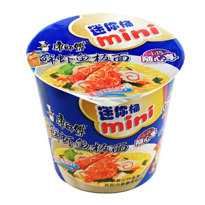 康师傅方便面迷你桶小杯泡面鲜虾鱼板面12杯装整箱速食mini小桶面
