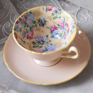 英国 shelley 小园春光 满花绣球 西洋骨瓷古董茶杯 咖啡杯碟