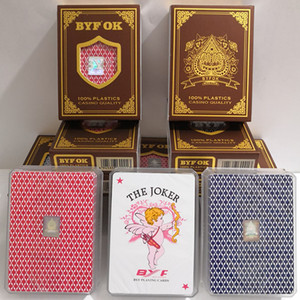 byfok塑料扑克牌pvc防水可水洗大蜜蜂双面磨砂耐磨全副宽版byf ok