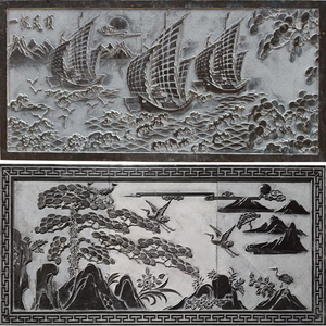 石雕浮雕壁画青石地雕汉白玉龙头浮雕石福字别墅照壁大理石背景墙