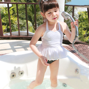 韩国儿童泳衣女孩蕾丝分体公主中大童宝宝泳装女童比基尼游泳衣