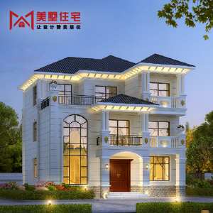 别墅设计图纸农村自建房二层三层欧式豪华洋房全套复式施工效果图