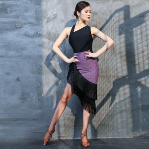 琪亚 拉丁舞练功服女 2019新款裙套装流苏伦巴服装成年性感演出服