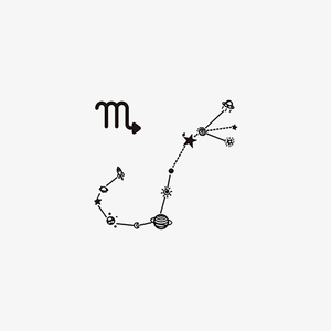 十二星座之天蝎座简约线条星球宇宙小清新纹身贴