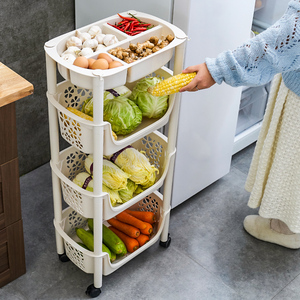 厨房置物架落地多层水果蔬菜架子用品菜篮子带轮子储菜筐收纳神器