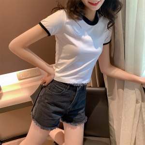 网红体修身白色t恤女短袖ins潮2019新款紧身心机纯棉小众上衣洋气