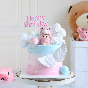 牛宝宝周岁生日蛋糕摆件男孩女孩宝贝一岁满月儿童生日甜品台树脂
