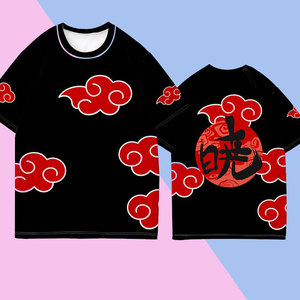 火影忍者宇智波家族佐助火扇t恤鸣人旋涡标志儿童衣服周边cos短袖
