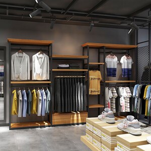 服装店展示架陈列架落地式男装货架店铺装修设计定制挂衣架展示柜