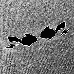 反光皮卡丘贴纸黑色闪电比卡丘车贴划痕贴汽车贴纸电动车贴纸