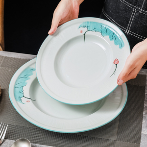 中式酒店餐厅饭店专用创意特色荷花盘意境菜摆盘碟子菜盘家用组合