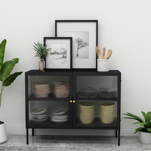 简约现代餐边柜钢化玻璃茶水柜置物展示柜餐厅收纳柜碗柜酒柜家用