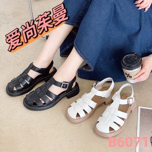 6071茱曼女鞋正品真皮凉鞋包头平底休闲舒适百搭2022夏款