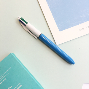 火星聚合法国bic圆珠笔按动式多色书写原子笔油性笔办公学生4色