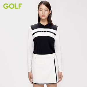 新款女长袖t恤撞色条纹优雅时尚修身显瘦女装上衣golf服饰旗舰店79