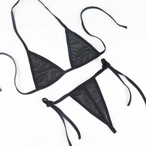 性感内衣诱惑文胸丁字裤套装小胸乳罩薄纱透视情趣三点装大码系带