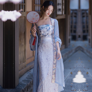 长干寺背子中国风改良古装汉服夏款女上班穿汉元素抹胸宋制长旋裙