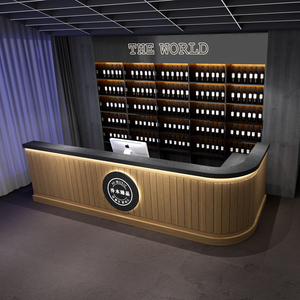 复古工业风酒吧吧台台球厅创意收银台弧形转角餐饮前台酒店接待台