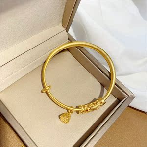 周大福星星越南沙金手镯女莲蓬实心手镯子仿真黄金不掉色正品999