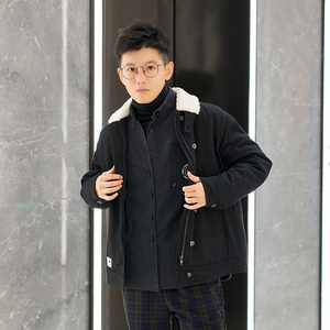 cookawu冬季羊羔毛领外套加绒加厚夹克显瘦百