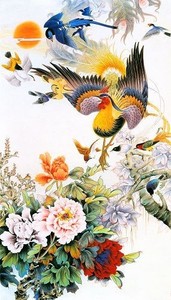 印花DMC十字绣客厅卧室挂画现代中国风动物花鸟图牡丹百鸟朝凤